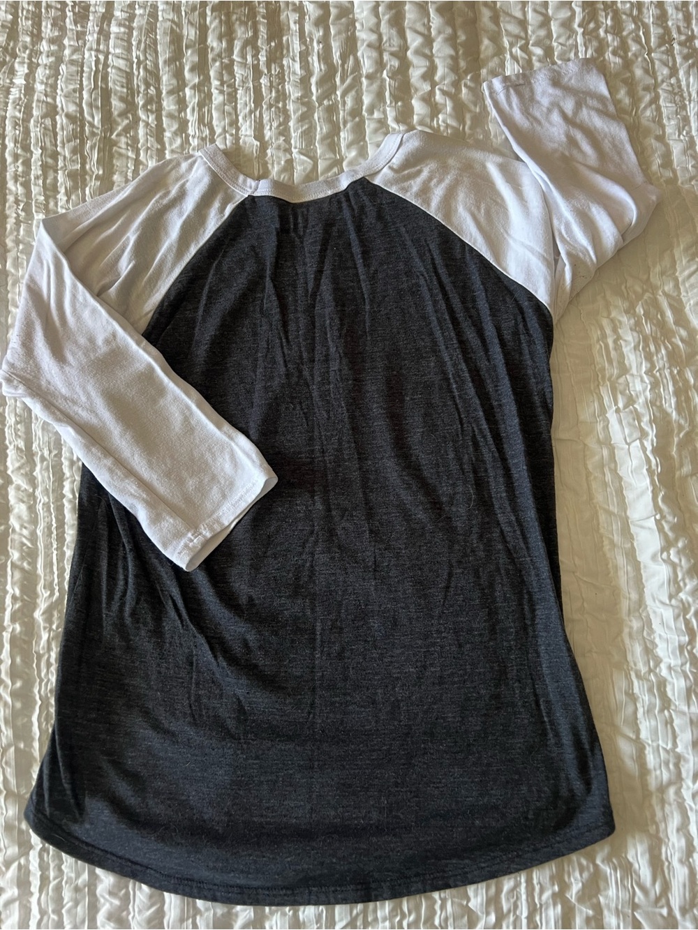 LuLaRoe Dark Grey & White Baseball Tee Raglan Shirt - Size Medium - Picture 2 of 2